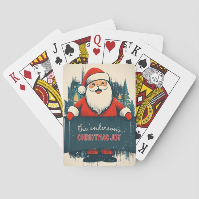 Customizable Happy Santa Poker Cards (Back)