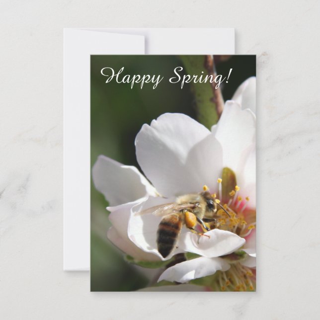 Customizable "Happy Spring" Card with Bee Photo (Front)
