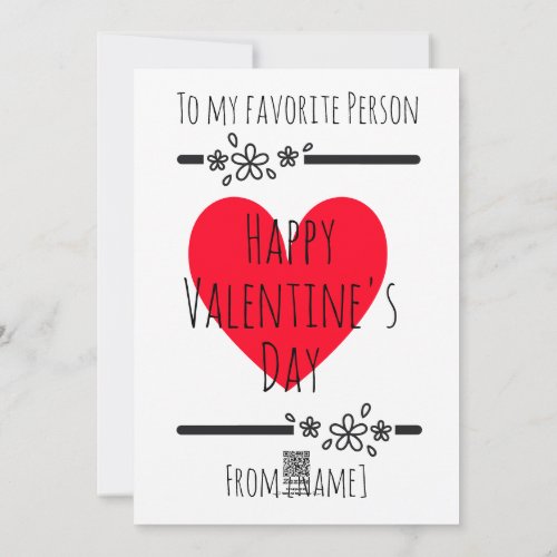 Customizable Happy Valentines Day Red Heart Modern Holiday Card