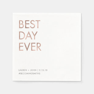 Customizable hashtag best day ever wedding napkins