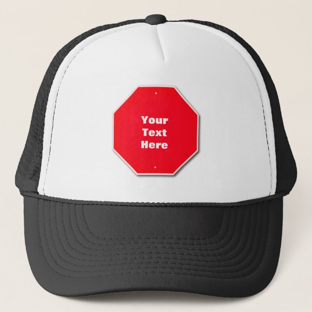 Customizable Hat - Red 'Stop' Sign (Front)