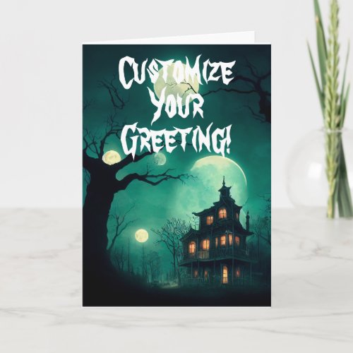 Customizable Haunted House Folded Card