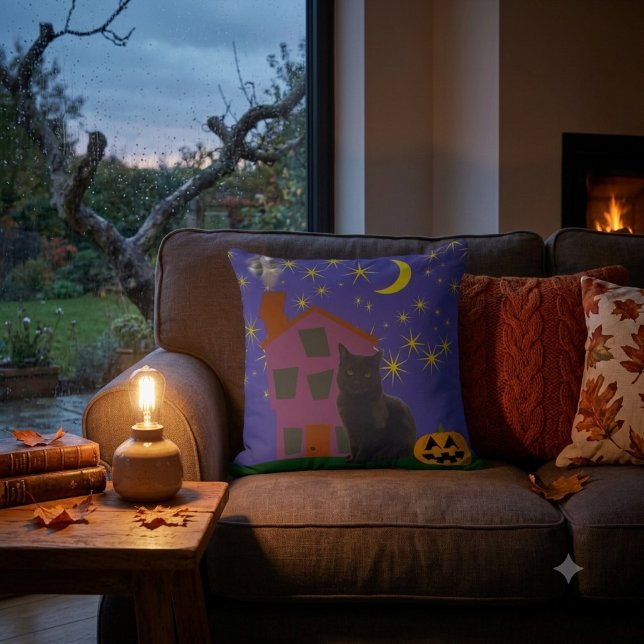 Customizable Haunted House  Throw Pillow (Creator Uploaded)