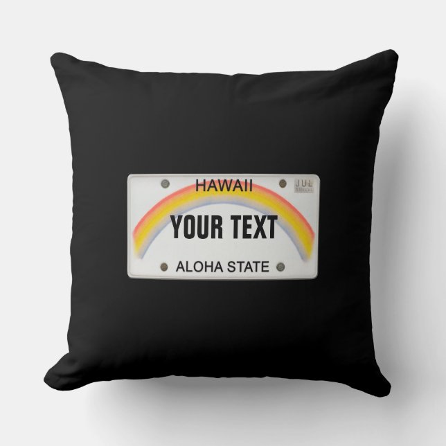 (Customizable) Hawaii License Plate Throw Pillow (Front)
