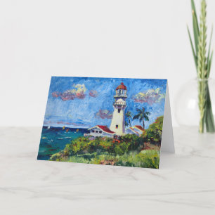 Customizable Hawaiian Diamondhead Lighthouse Thank You Card