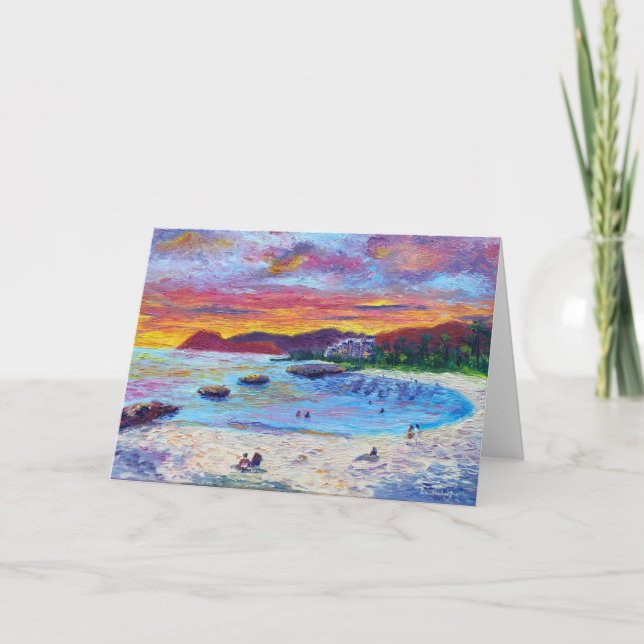 Customizable Hawaiian Lagoon 4 Sunset Thank You Card (Front)