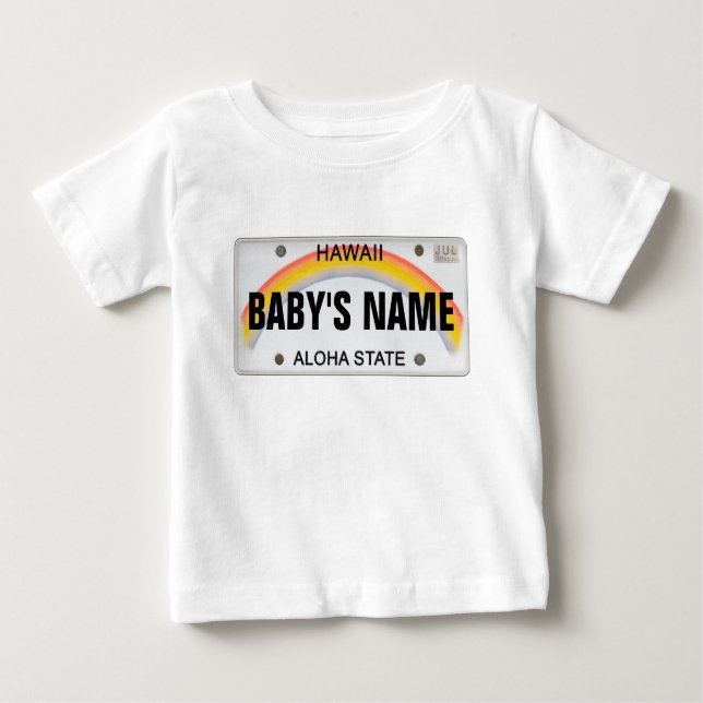 (Customizable) Hawaiian License Plate Baby T-Shirt (Front)