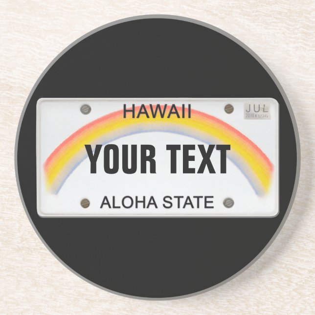 (Customizable) Hawaiian License Plate Drink Coaster (Front)