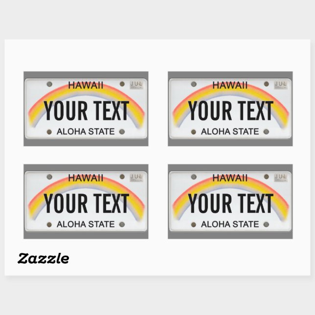 (Customizable) Hawaiian License Plate  Rectangular Sticker (Sheet)