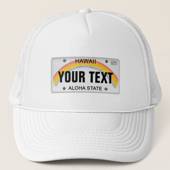 (Customizable) Hawaiian License Plate Trucker Hat (Front)