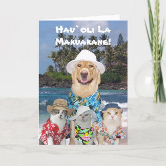 Customizable Hawaiian Yellow Lab Father's Day Card