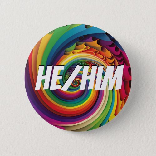 Customizable HeHim SheHer Rainbow Pronouns Button