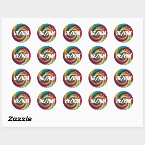Customizable HeHim SheHer Rainbow Pronouns Classic Round Sticker