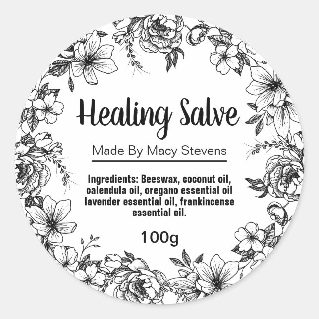 Customizable Healing Salve Balm Label (Front)