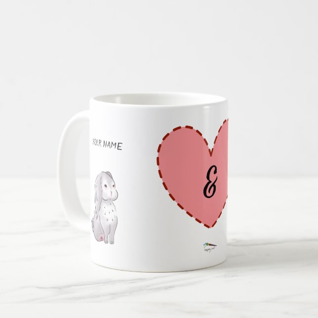 Customizable Heart Bunny Fox Couple Mug (Front Left)