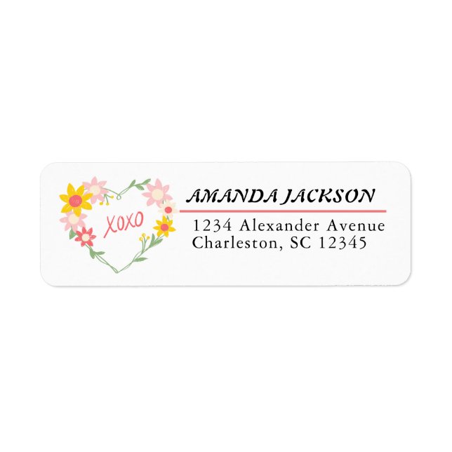 Customizable Heart Design Return Address Label (Front)