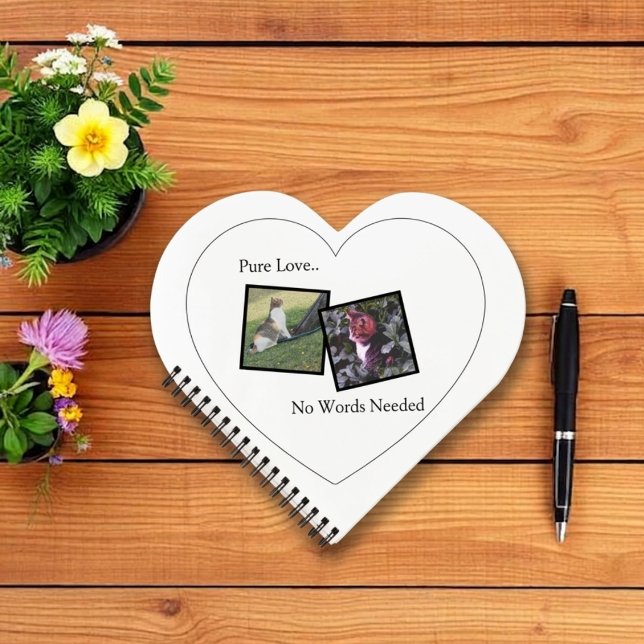 Customizable Heart Shaped Pet Notebook (Fully customizable spiral heart-shaped notebook with photos for pet lovers)