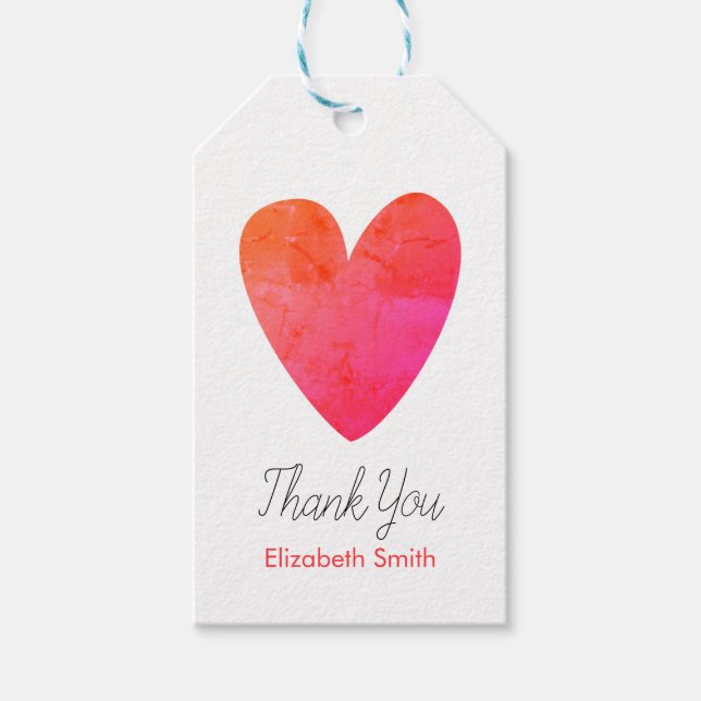 Customizable heart Thank You Gift Tags (Front)