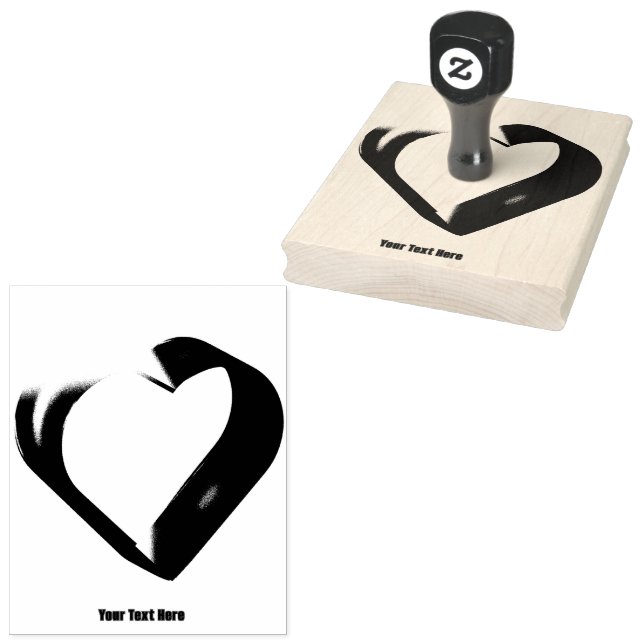 Customizable Heart Your Text Here Printed Ink Rubber Stamp (Stamped)