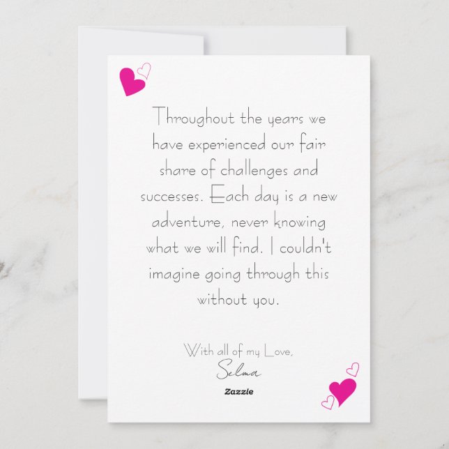 Customizable Heart & Zig Zag Romantic Love Custom Holiday Card (Back)