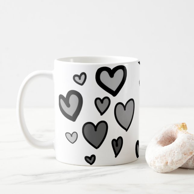Customizable Hearts Coffee Mug (With Donut)