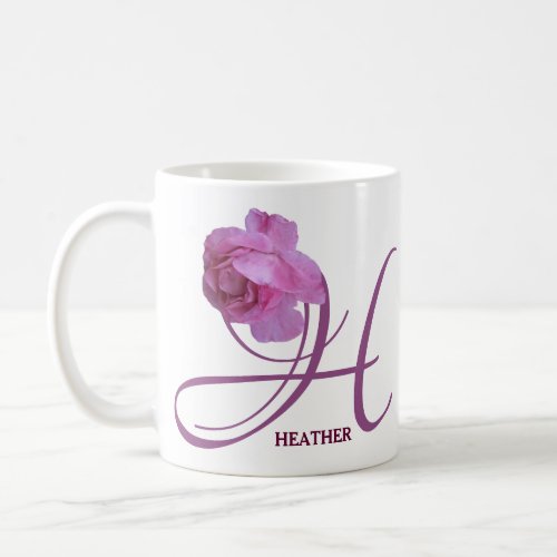 Customizable Heather name pink rose flowers boho Coffee Mug