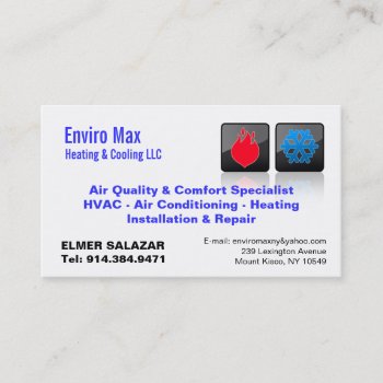 Customizable Heating & Cooling Bc Business Card by BigCity212 at Zazzle