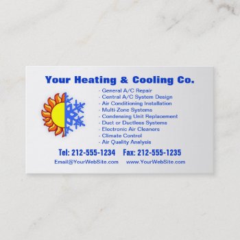 Customizable Heating & Cooling Business Card by BigCity212 at Zazzle