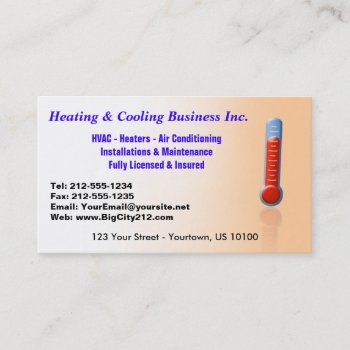 Customizable Heating & Cooling Thermo Business Card by BigCity212 at Zazzle