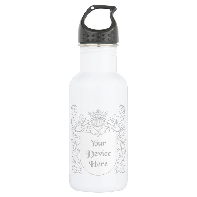Customizable Heraldic Shield Stainless Steel Water Bottle (Front)
