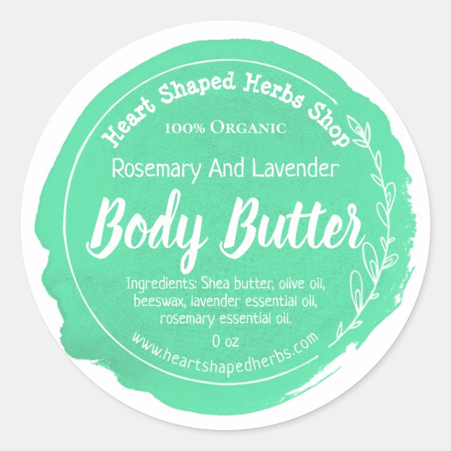 Customizable Herbal Body Butter Label Handmade (Front)
