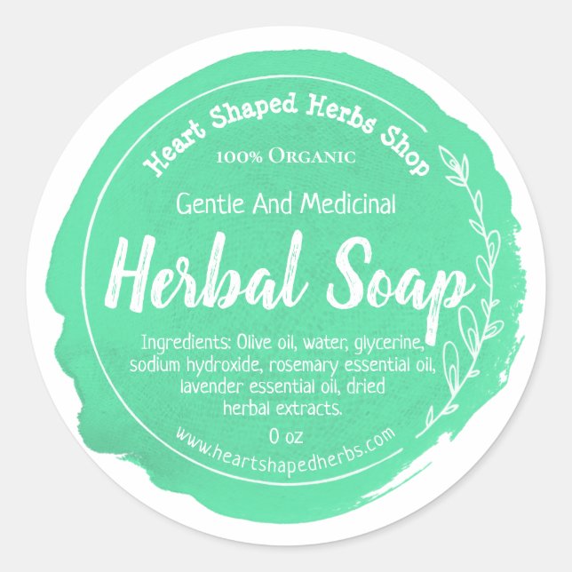 Customizable Herbal Soap Label Handmade Business (Front)