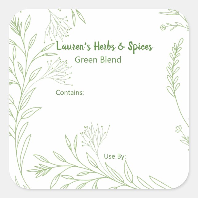 Customizable Herbs & Spices Food Labels (Front)