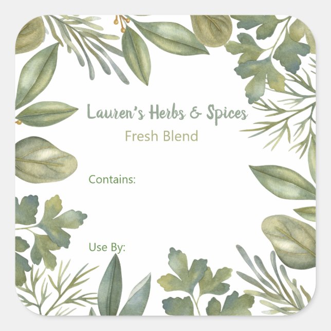 Customizable Herbs & Spices Food Labels (Front)