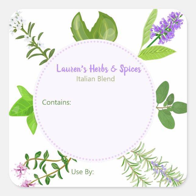Customizable Herbs & Spices Food Labels (Front)