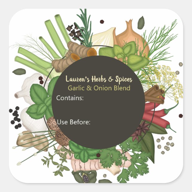 Customizable Herbs & Spices Food Labels (Front)