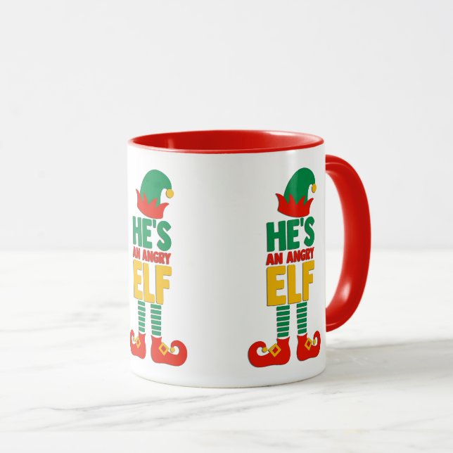 Customizable He's An Angry Elf Mug (Front Right)