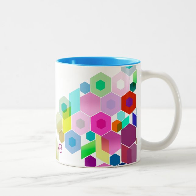Customizable: Hexagonal Two-Tone Coffee Mug (Right)