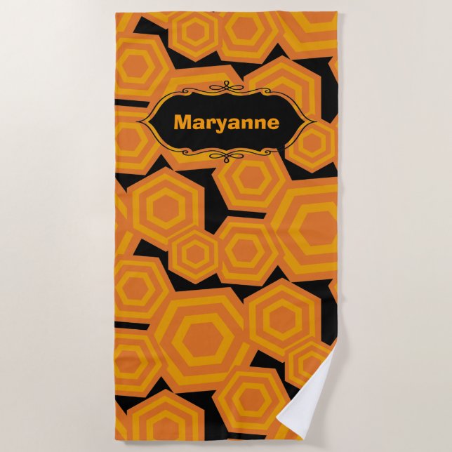 Customizable Hexagons Beach Towel (Front)