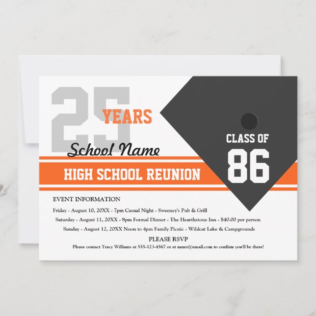 Customizable High School Class Reunion Invitation (Front)