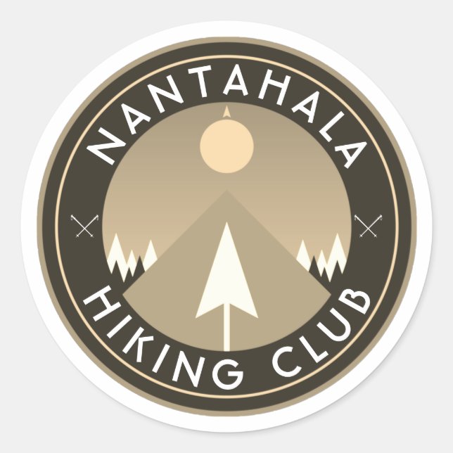 customizable hiking club mountain patch  classic r classic round sticker (Front)