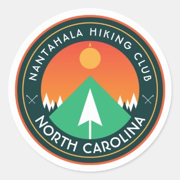 Customizable Hiking Club Mountain Patch  Classic R Classic Round Sticker by identica at Zazzle