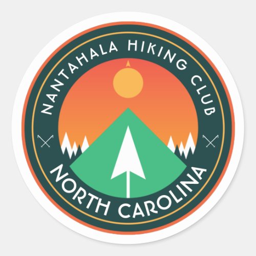 customizable hiking club mountain patch  classic r classic round sticker