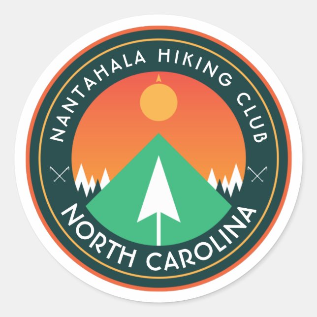 customizable hiking club mountain patch  classic r round sticker (Front)