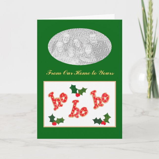 Customizable 'Ho Ho Ho' Christmas Photo Card (Front)