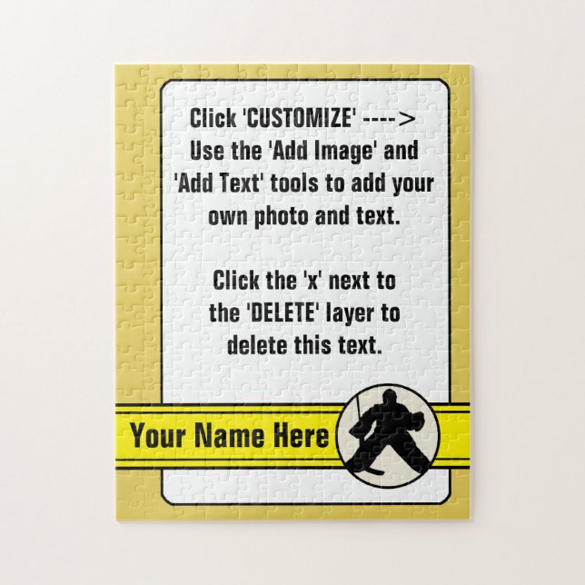 Customizable Hockey Goalie Card Jigsaw Puzzle (Vertical)