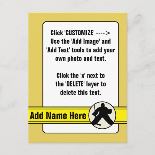 Customizable Hockey Goalie Trading Card