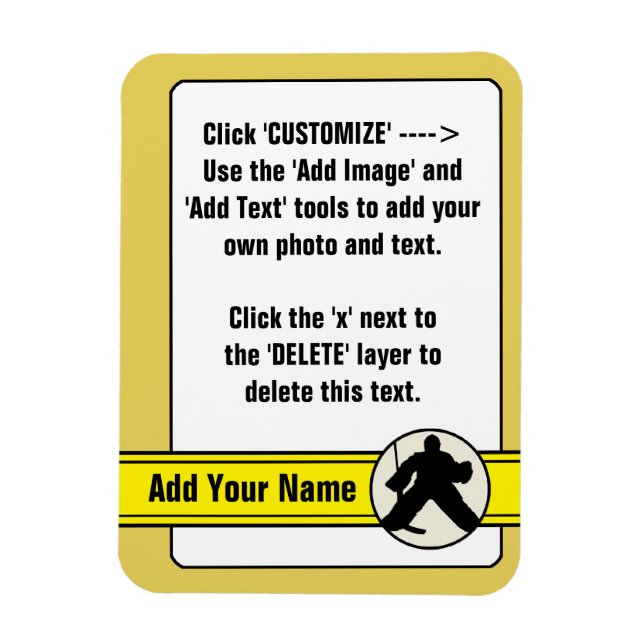 Customizable Hockey Goalie Trading Card Magnet (Vertical)