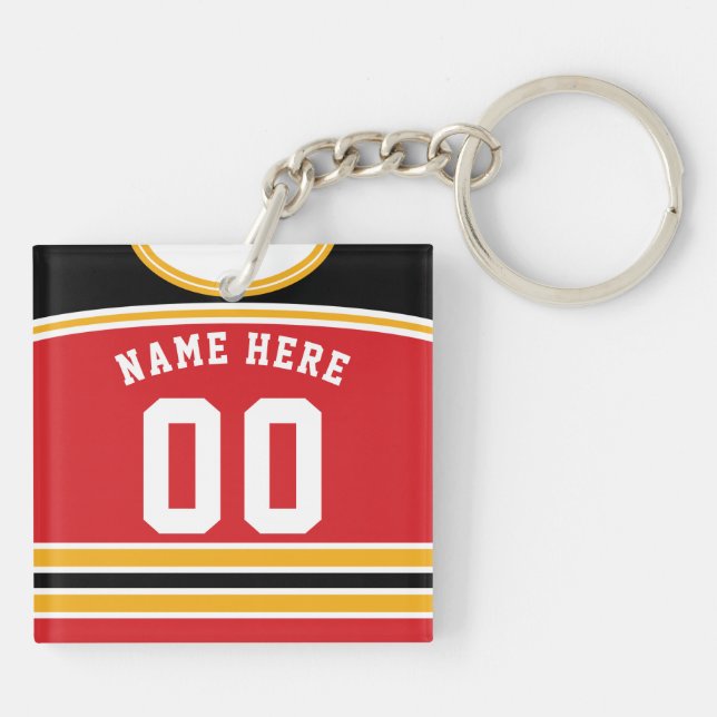 Customizable Hockey Jersey Keyring, Lacrosse Keychain (Back)