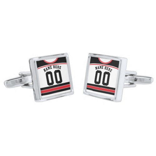 Customizable Hockey Jersey Name Number Cuff Links